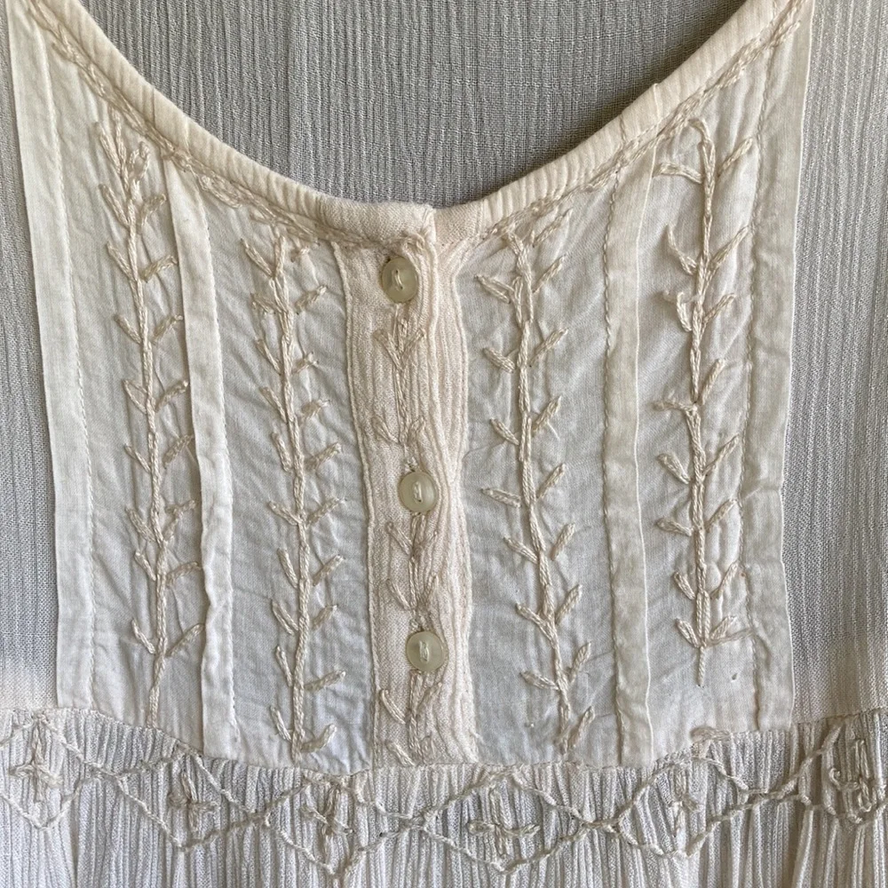 90s/ vtg Anthropologie tiered prairie babydoll dress - Picture 7 of 16